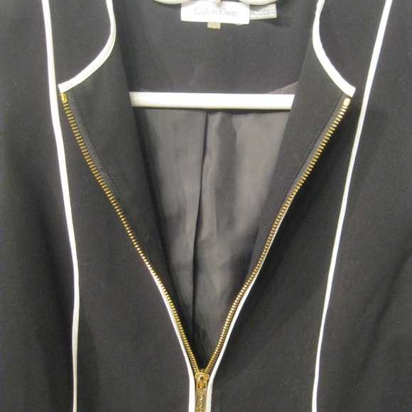 Calvin Klein Black Jacket Blazer Small Zip Front - Picture 4 of 6